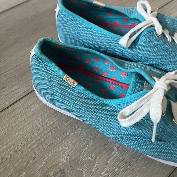 Keds x Kate Spade 'Champion' Women's 9 Canvas Lace Up Sneaker Tiffany Blue - Picture 3 of 10
